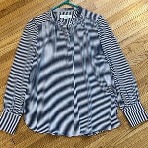 Navy and white marrow striped Loft long sleeve blouse